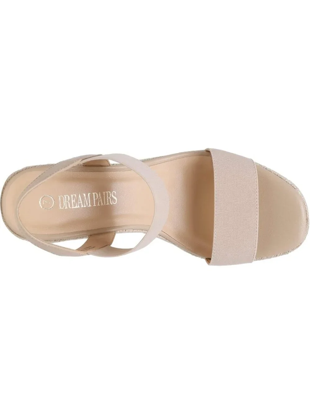 Dream Pairs Women's Nude Open Toe Elastic Ankle Strap Wedge Platform Sandals